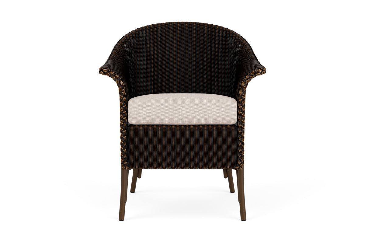 Lloyd Flanders Lloyd Loom Dining Armchair β 2x2 Weave in Mink frame with Zenith Oatmeal fabric
