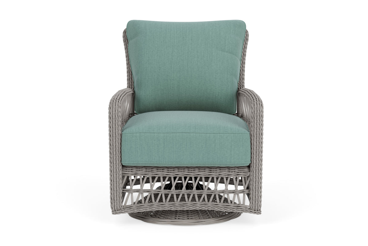 Lloyd Flanders Mackinac Swivel Glider Lounge Chair with Loveboat Mint fabric