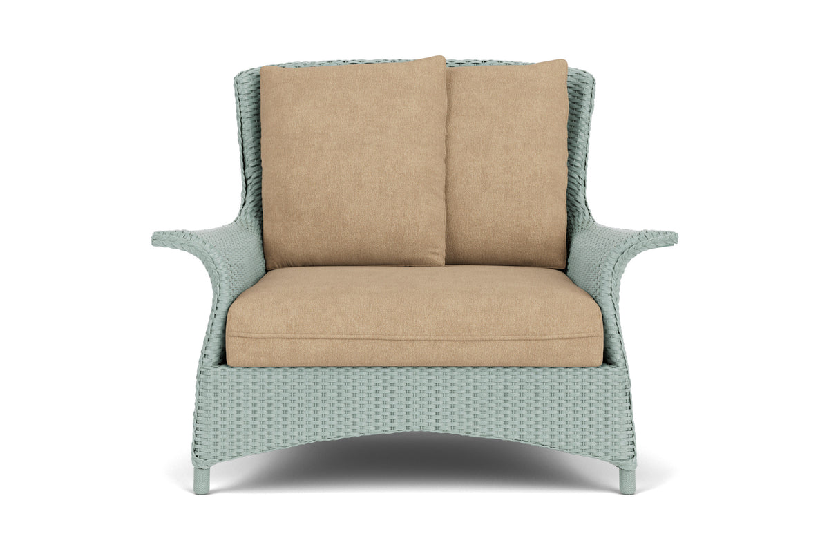 Lloyd Flanders Mandalay Chair and a Half in Sea Glass frame with Hayden Sand fabric