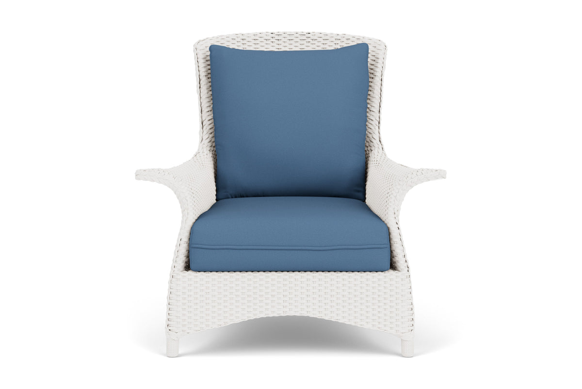 Lloyd Flanders Mandalay Lounge Chair in White frame with Brightside Sea Blue fabric