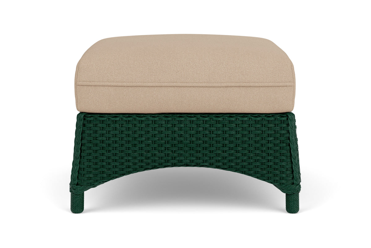 Lloyd Flanders Mandalay Ottoman in Woodland frame with Hayden Linen fabric