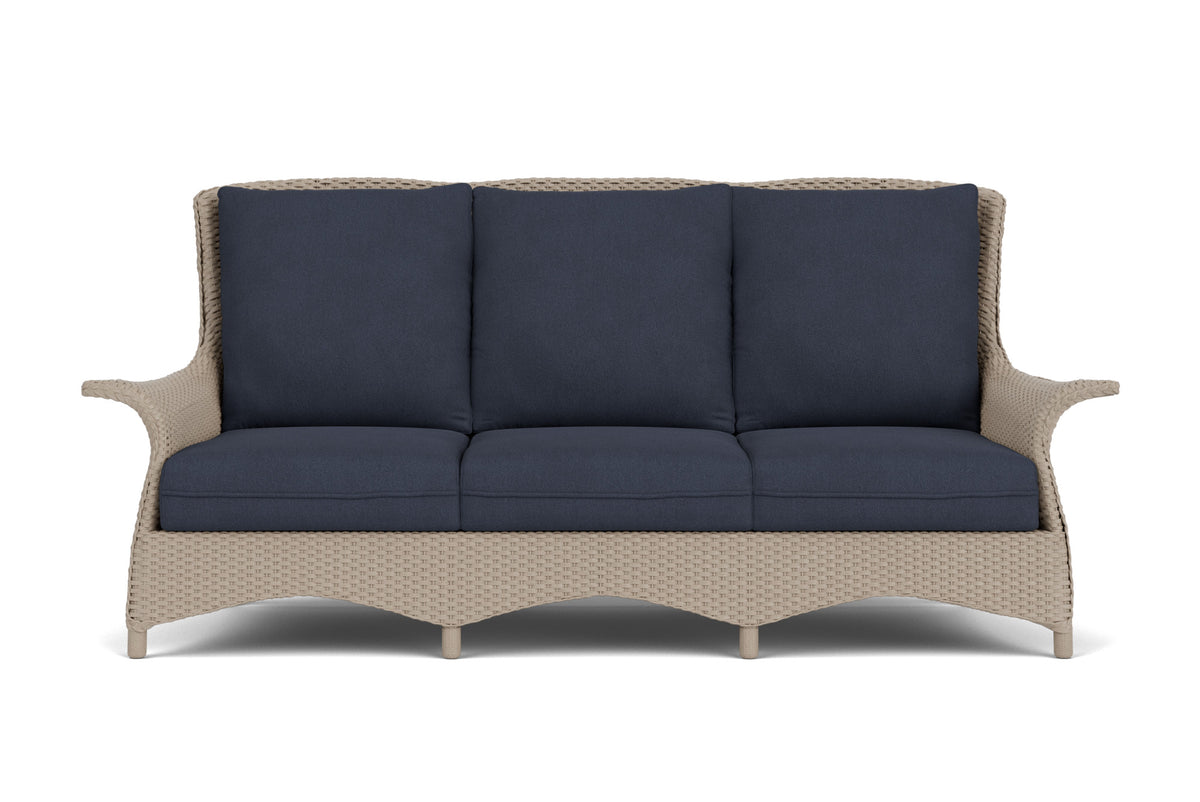 Lloyd Flanders Mandalay Sofa in French Beige frame with Hayden Navy fabric