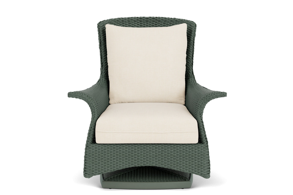 Lloyd Flanders Mandalay Swivel Rocker Lounge Chair in Spruce frame with Fortune Champagne fabric