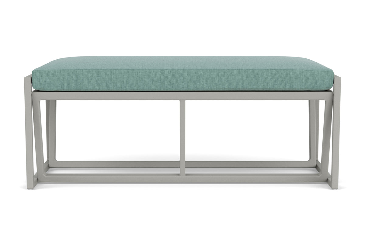 Lloyd Flanders Summit Loveseat Ottoman in Platinum frame with Loveboat Mint fabric