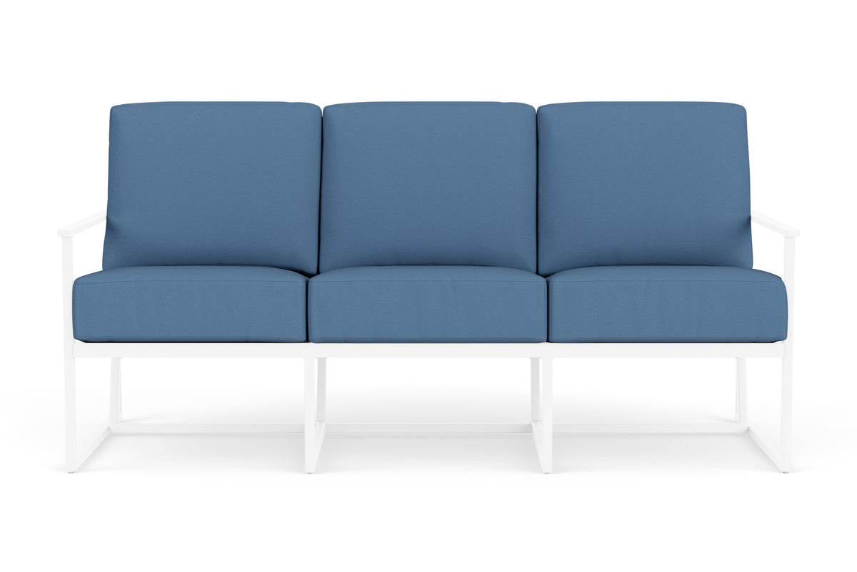 Lloyd Flanders Summit Sofa in White frame with Brightside Sea Blue fabric