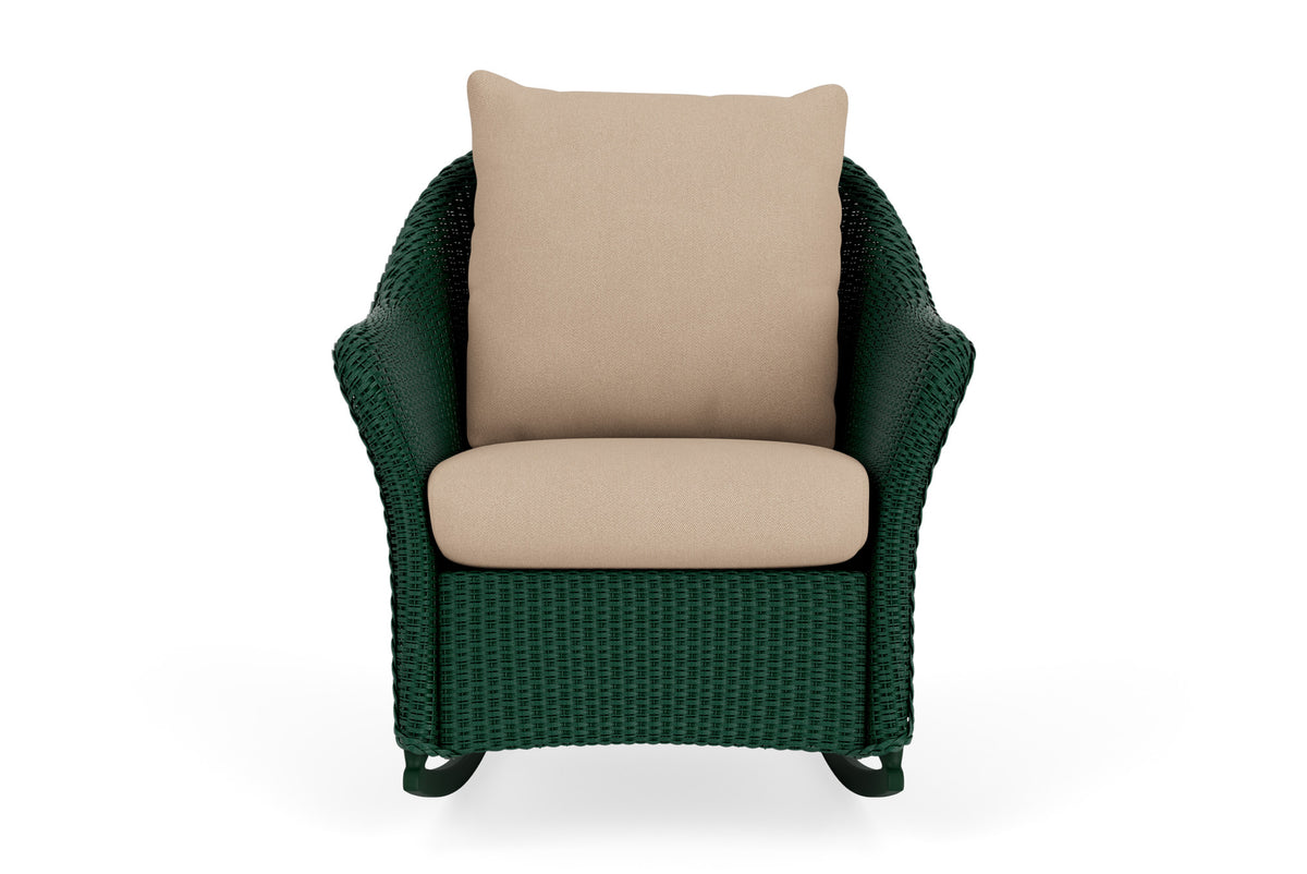 Lloyd Flanders Weekend Retreat Lounge Rocker in Woodland frame with Hayden Linen fabric