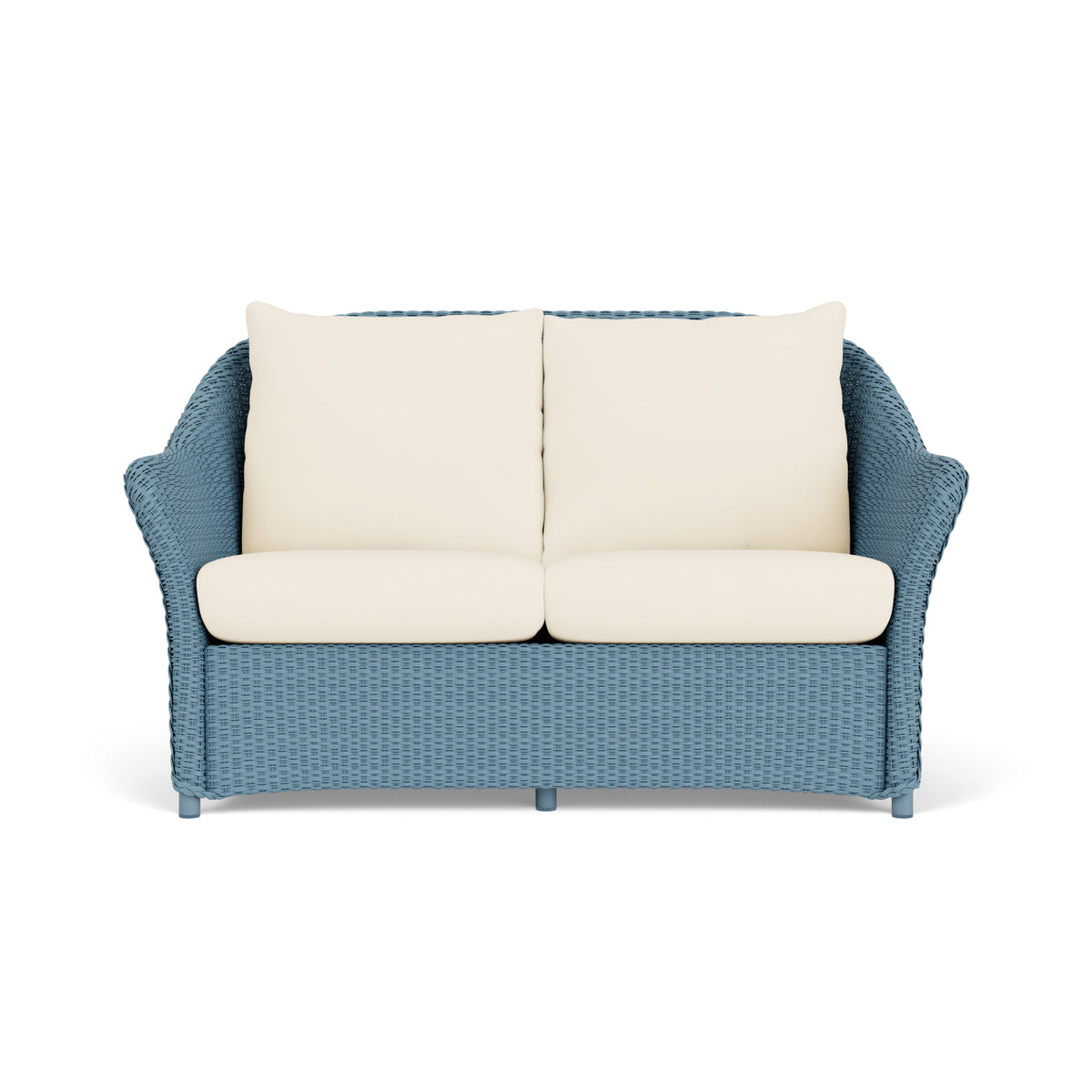 Lloyd Flanders Weekend Retreat Loveseat in Stillwater frame with Brightside Chalk fabric