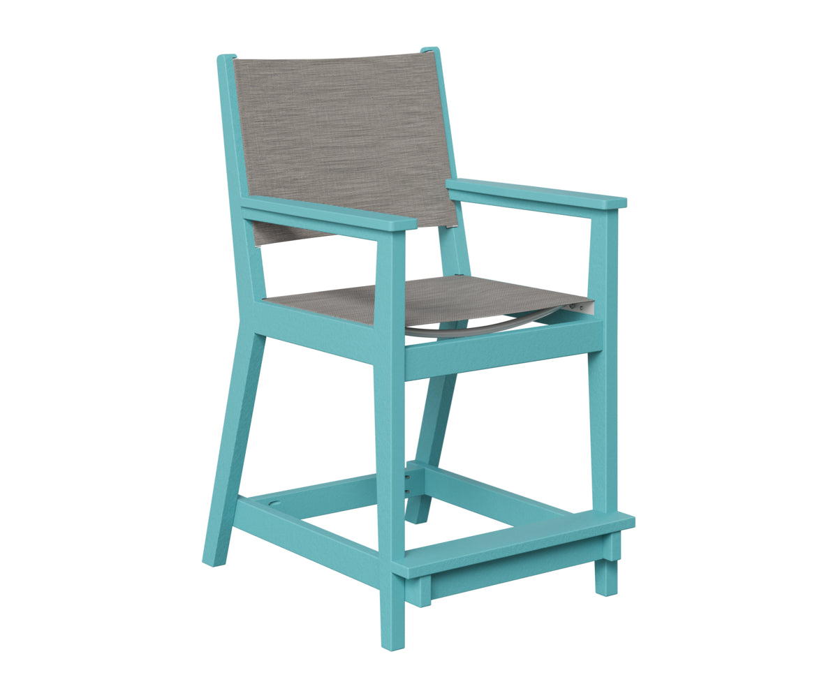 Berlin Gardens Mayhew Sling Counter Arm Chair in Aruba Blue