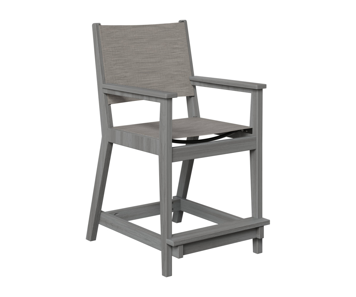 Berlin Gardens Mayhew Sling Counter Arm Chair in Driftwood Gray