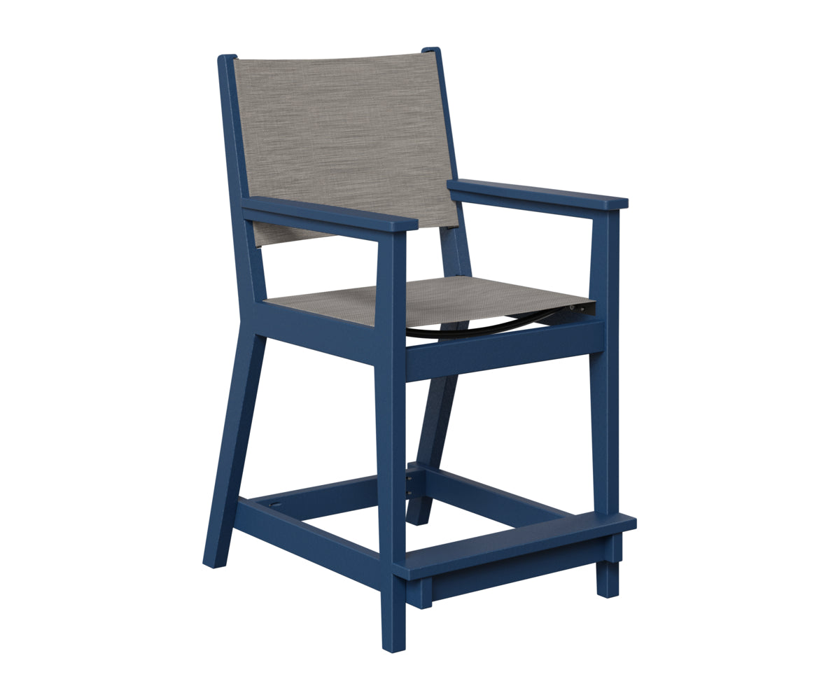 Berlin Gardens Mayhew Sling Counter Arm Chair in Navy Blue