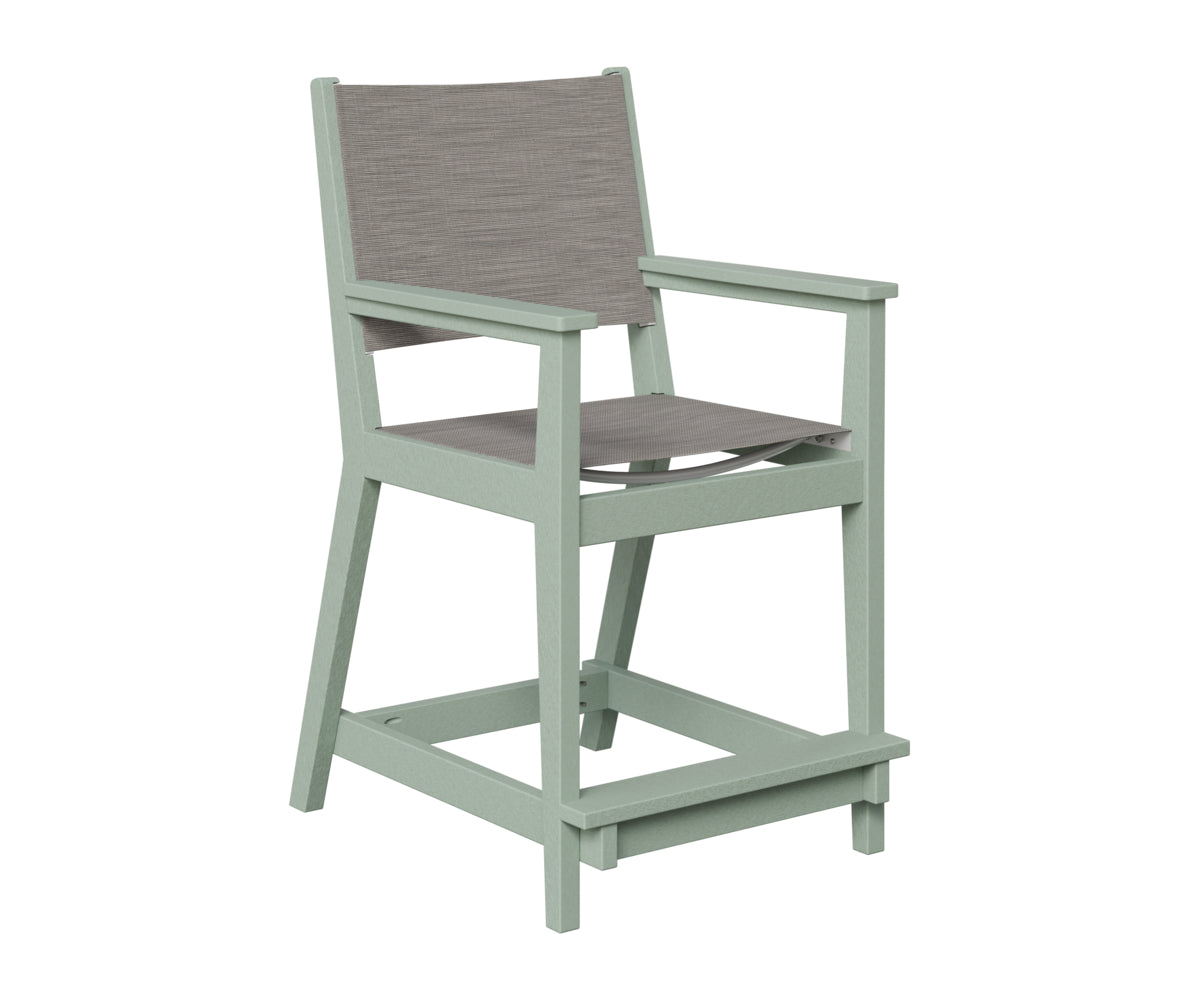 Berlin Gardens Mayhew Sling Counter Arm Chair in Sea Foam