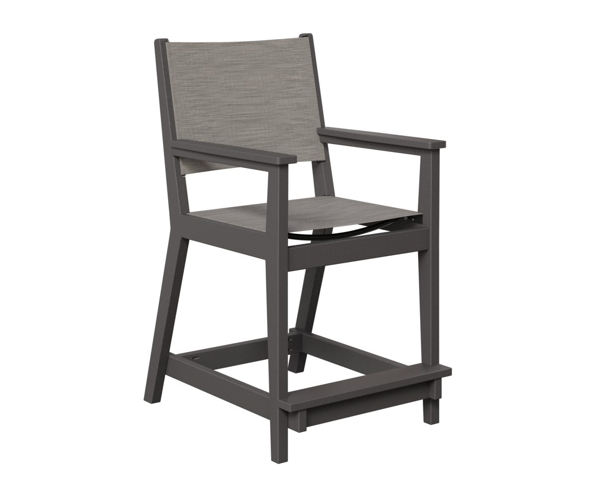 Berlin Gardens Mayhew Sling Counter Arm Chair in Smoke Gray