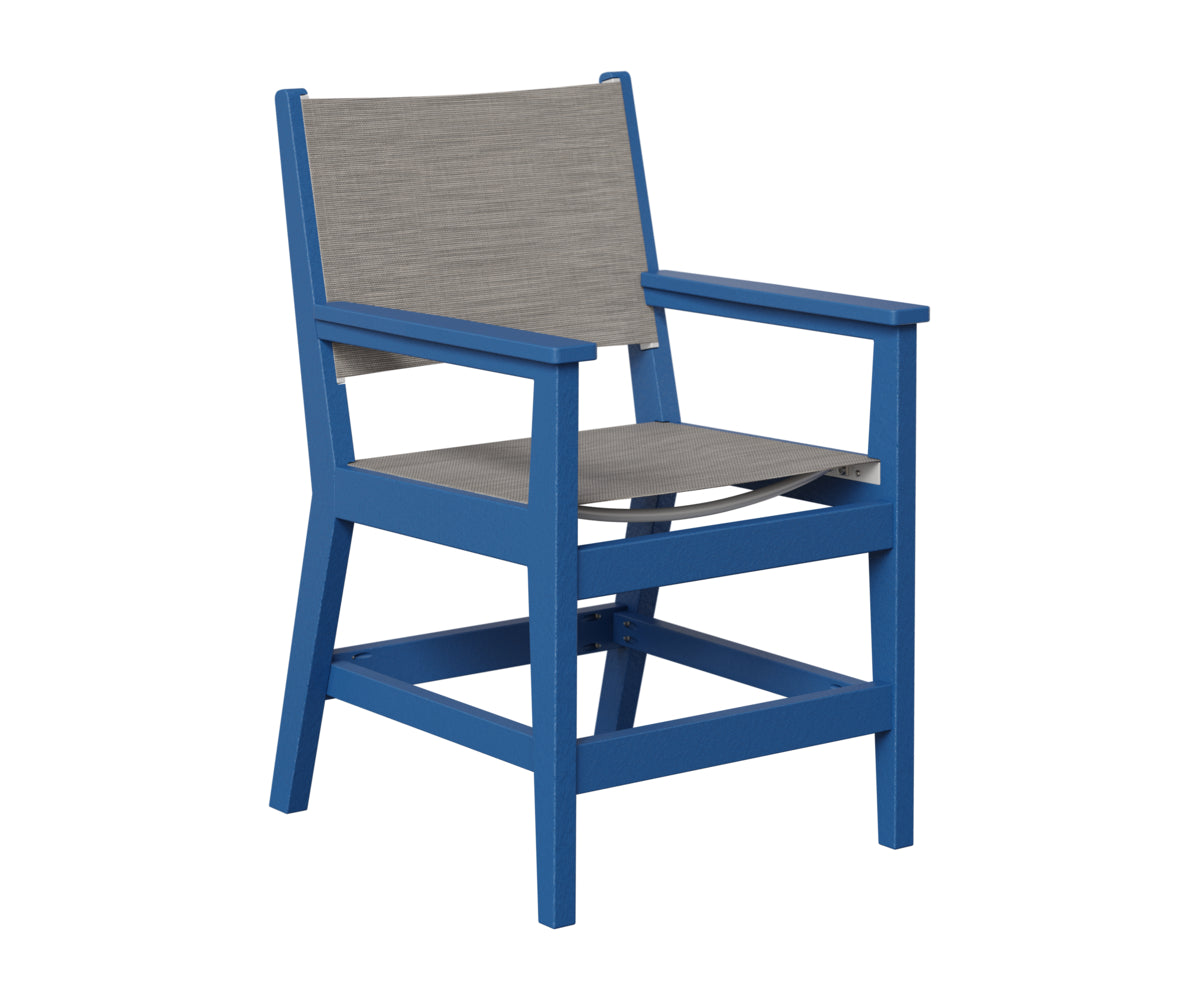 Berlin Gardens Mayhew Sling Dining Arm Chair in Pacific Blue