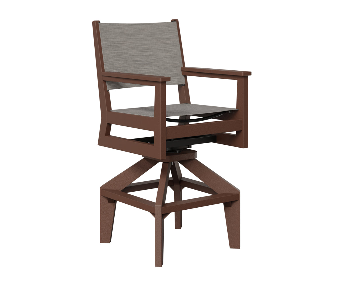Berlin Gardens Mayhew Sling Swivel Bar Chair in Chocolate Brown