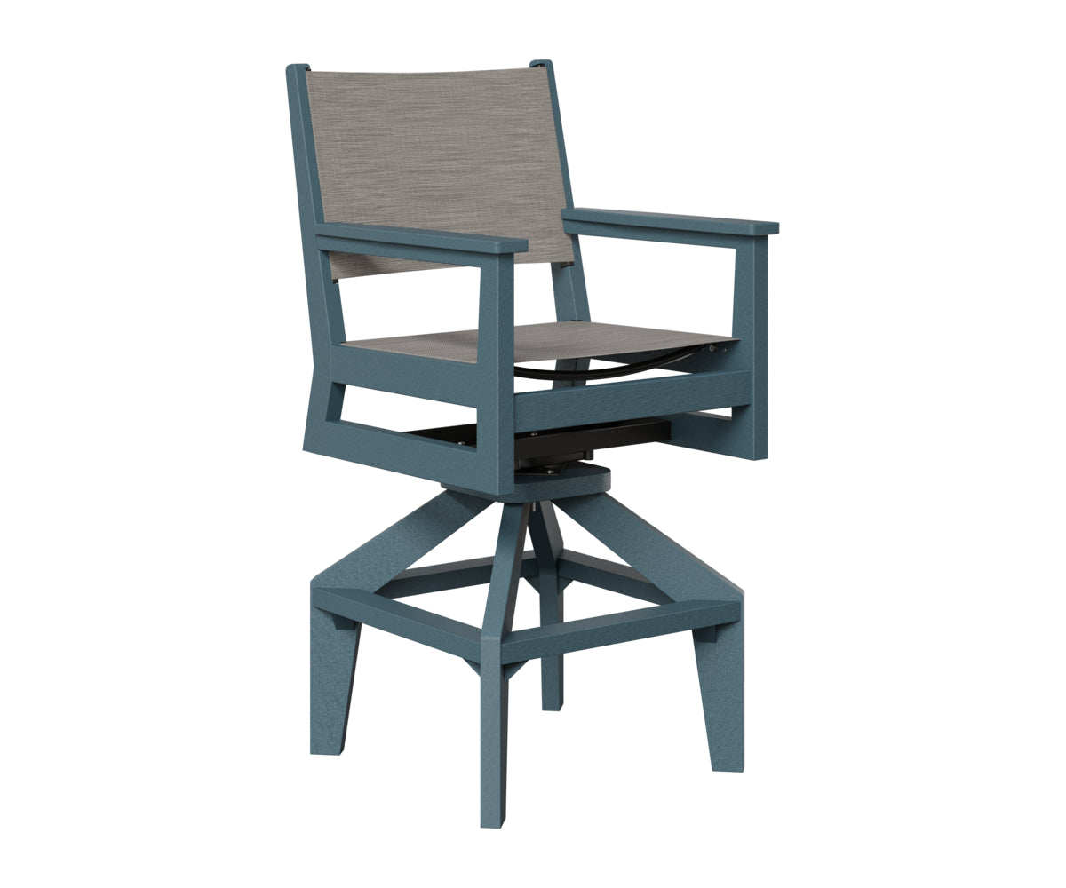 Berlin Gardens Mayhew Sling Swivel Bar Chair in Slate