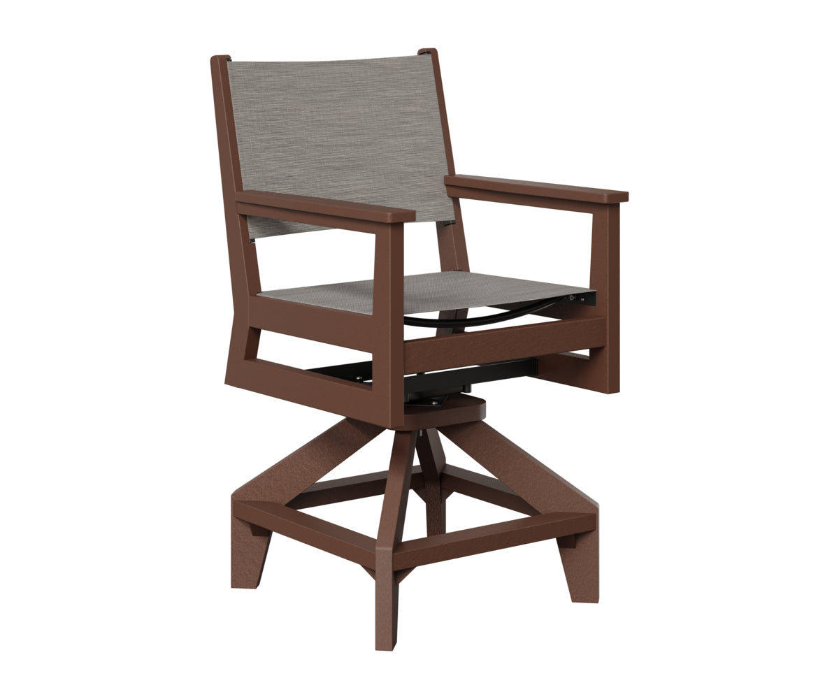 Berlin Gardens Mayhew Sling Swivel Counter Chair in Chocolate Brown