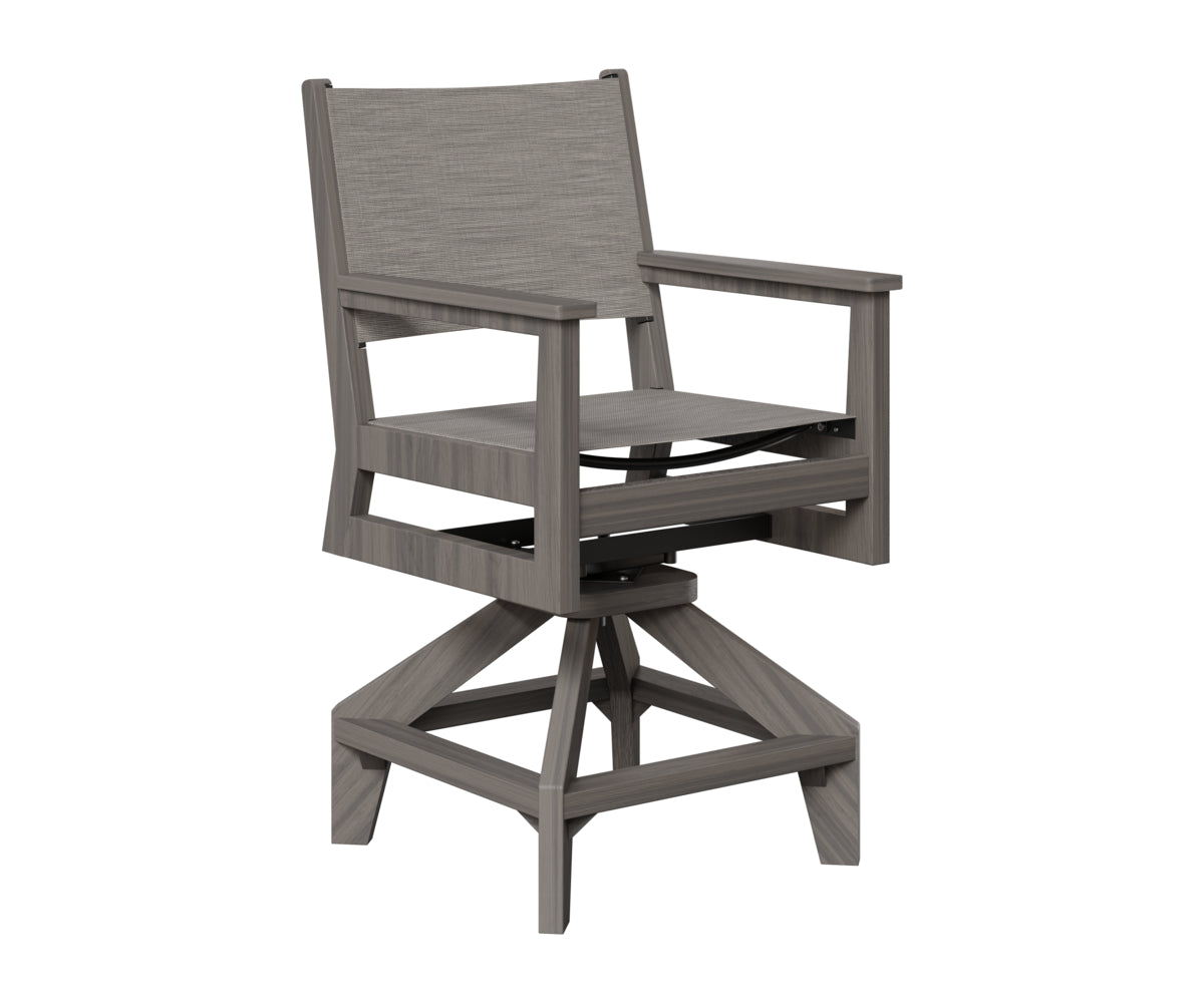 Berlin Gardens Mayhew Sling Swivel Counter Chair in Coastal Gray