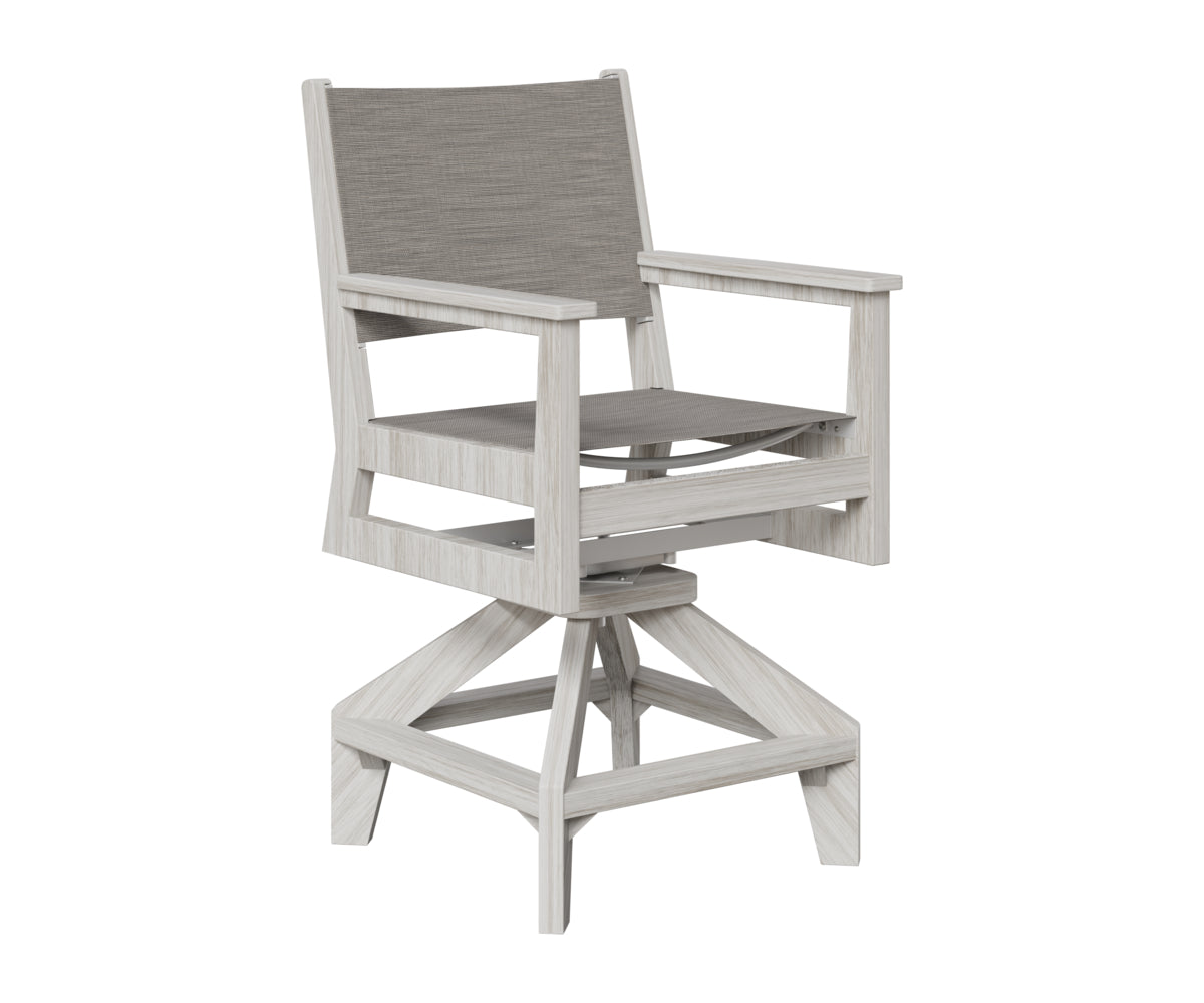 Berlin Gardens Mayhew Sling Swivel Counter Chair in Seashell