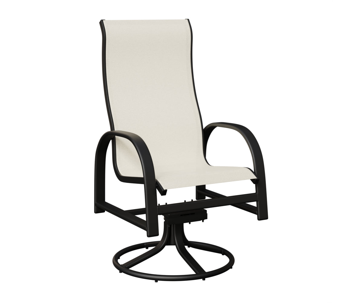 Berlin Gardens Murphy High-Back Sling Swivel Rocker Dining Chair in Black