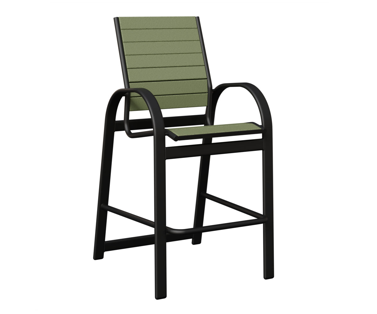Berlin Gardens Murphy Poly Bar Chair in Black, Sage slats