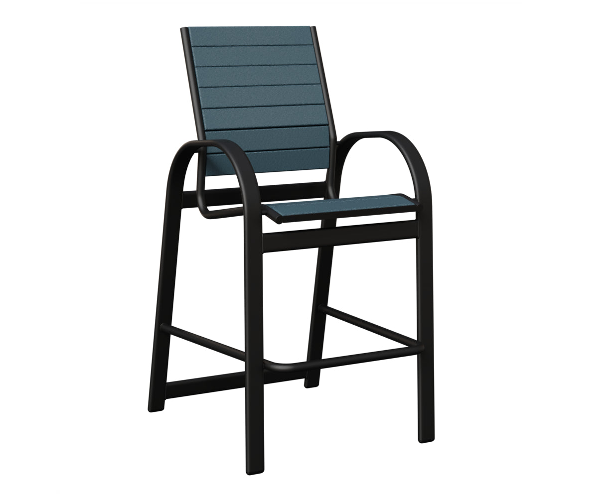 Berlin Gardens Murphy Poly Bar Chair in Black, Slate slats