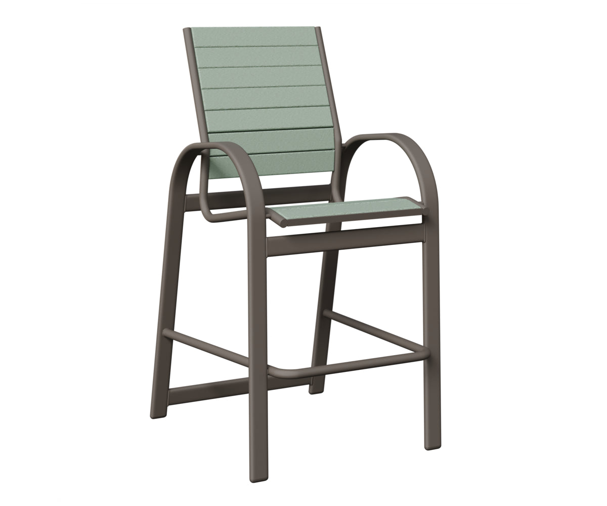 Berlin Gardens Murphy Poly Bar Chair in Graphite, Sea Foam slats