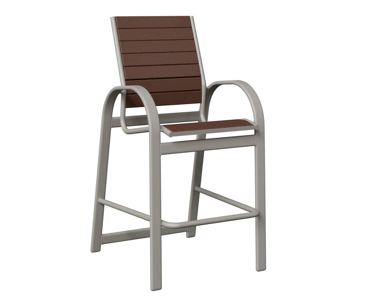 Berlin Gardens Murphy Poly Bar Chair in Platinum Silver, Chocolate Brown slats