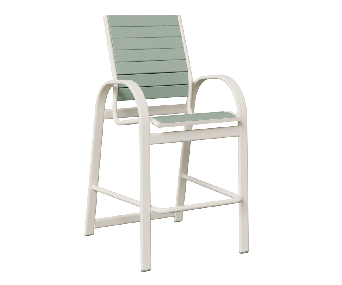 Berlin Gardens Murphy Poly Bar Chair in White, Sea Foam slats