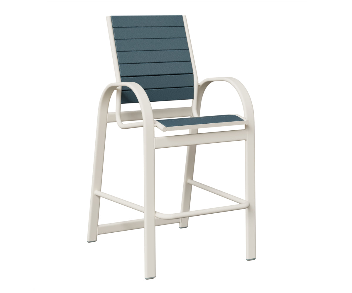 Berlin Gardens Murphy Poly Bar Chair in White, Slate slats