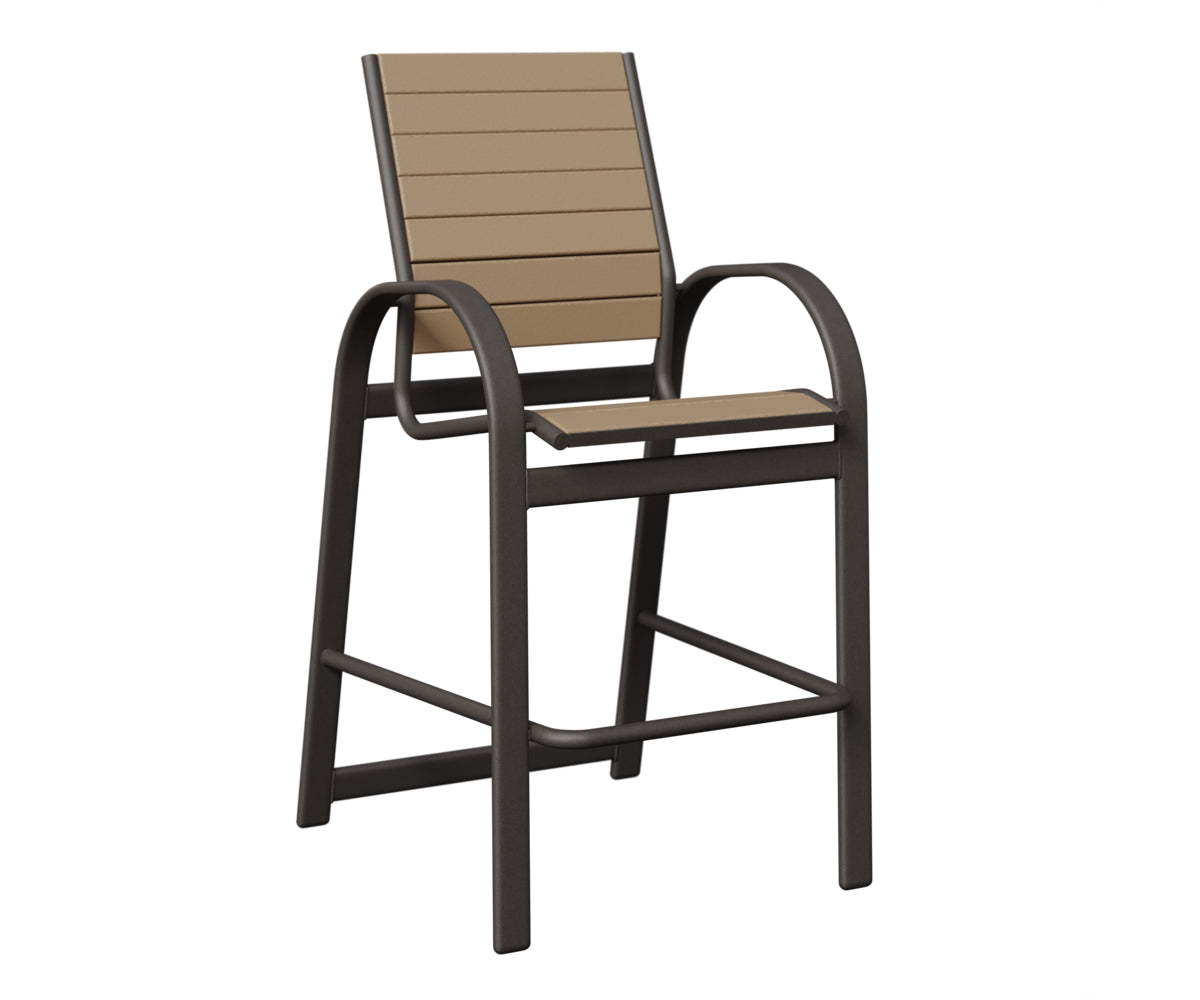 Berlin Gardens Murphy Poly Bar Chair in Granite Speckle, Weatherwood slats