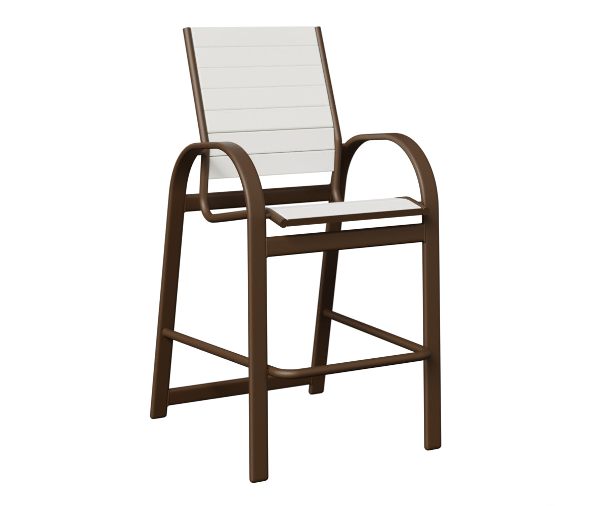 Berlin Gardens Murphy Poly Bar Chair in Mesquite Wood Vein, White slats