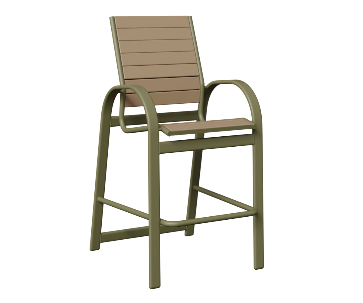 Berlin Gardens Murphy Poly Bar Chair in Green Sage, Weatherwood slats