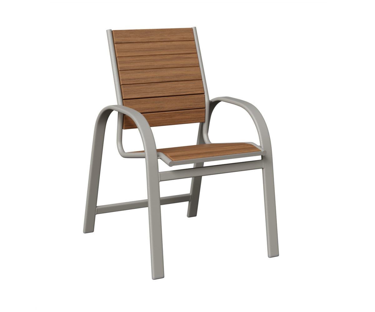 Berlin Gardens Murphy Poly Dining Chair in Platinum Silver, Antique Mahogany slats
