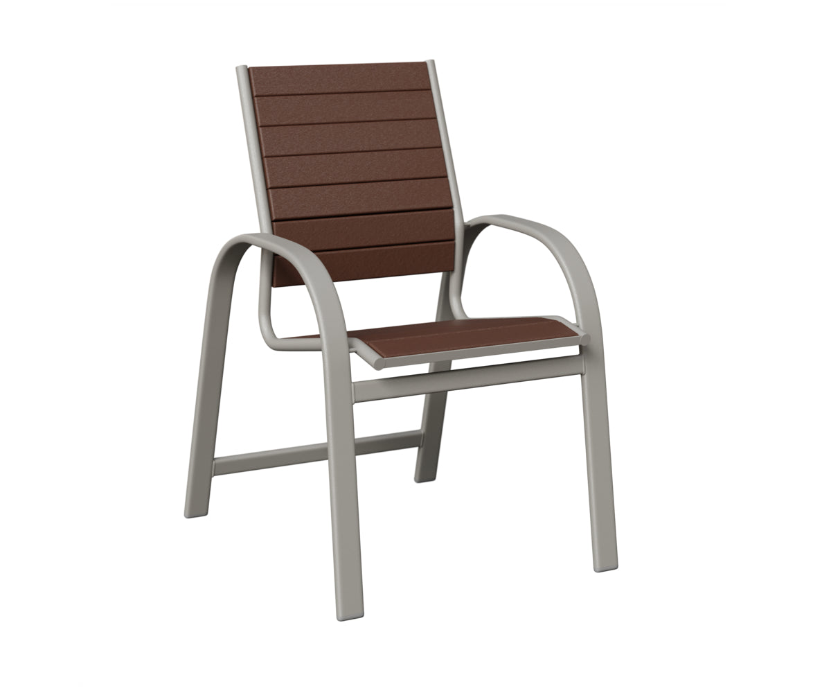 Berlin Gardens Murphy Poly Dining Chair in Platinum Silver, Chocolate Brown slats