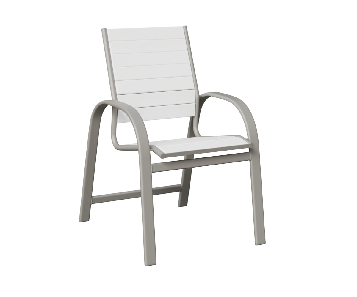 Berlin Gardens Murphy Poly Dining Chair in Platinum Silver, White slats