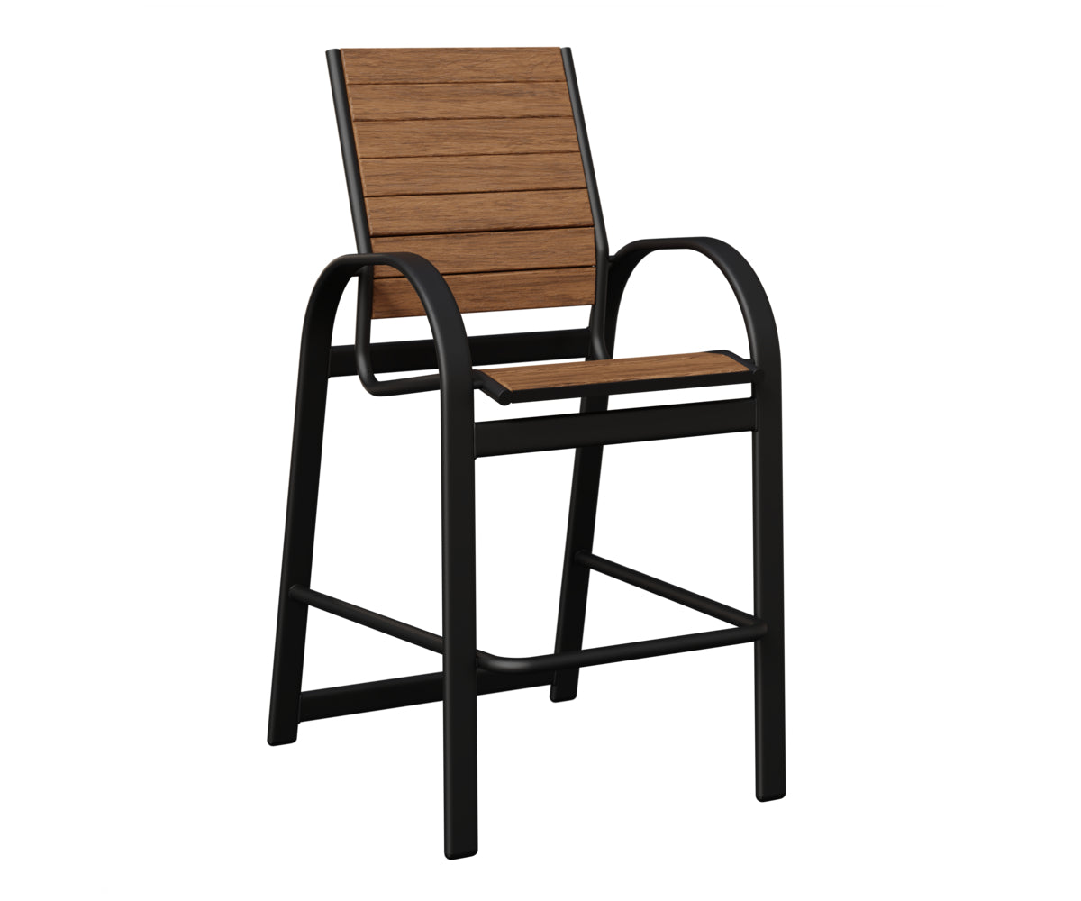 Berlin Gardens Murphy Poly Bar Chair in Black, Antique Mahogany slats