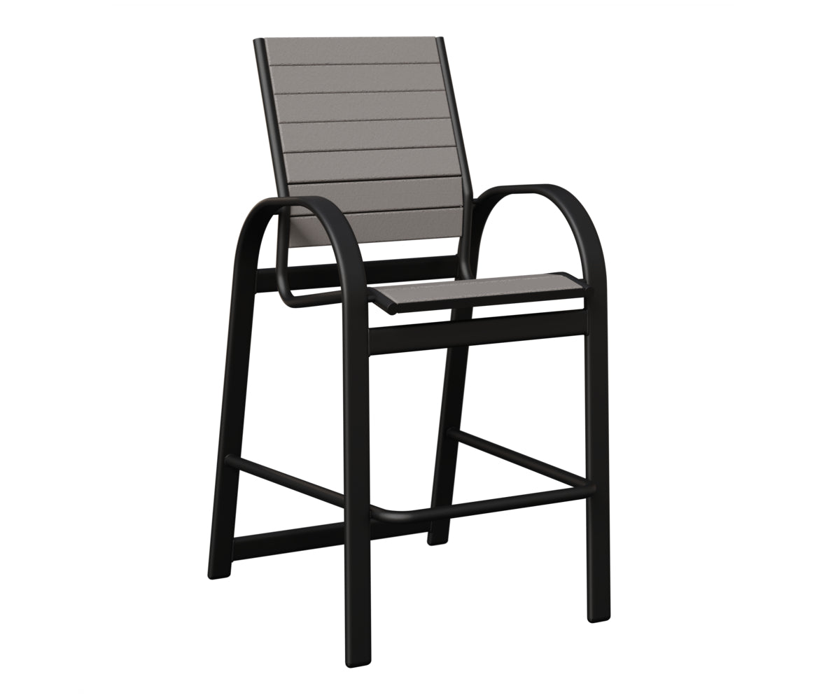 Berlin Gardens Murphy Poly Bar Chair in Black, Light Gray slats