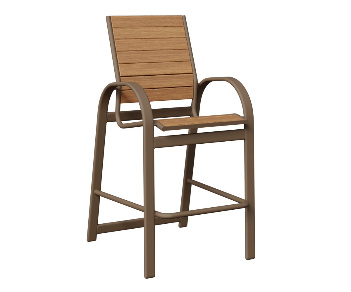 Berlin Gardens Murphy Poly Bar Chair in Clay, Natural Teak slats