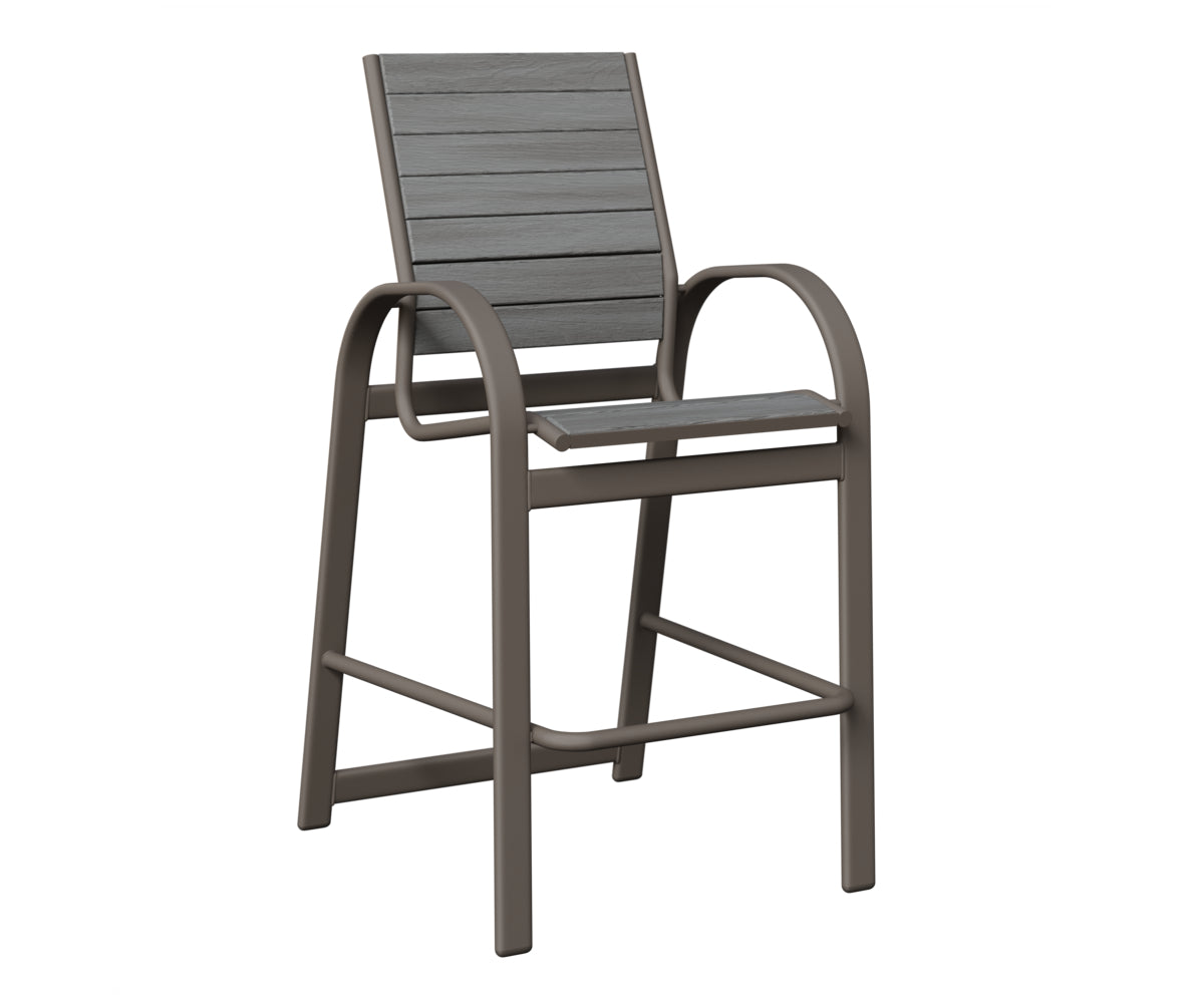 Berlin Gardens Murphy Poly Bar Chair in Graphite, Driftwood Gray slats