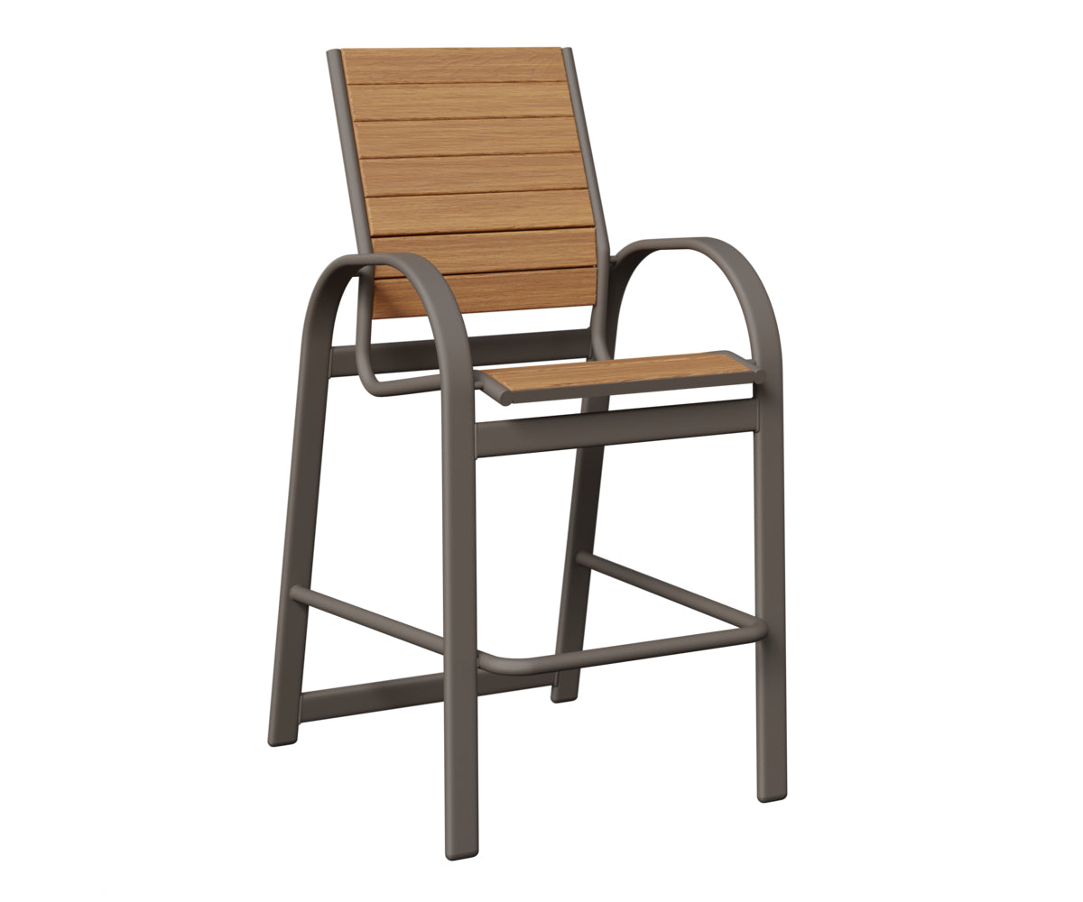 Berlin Gardens Murphy Poly Bar Chair in Graphite, Natural Teak slats