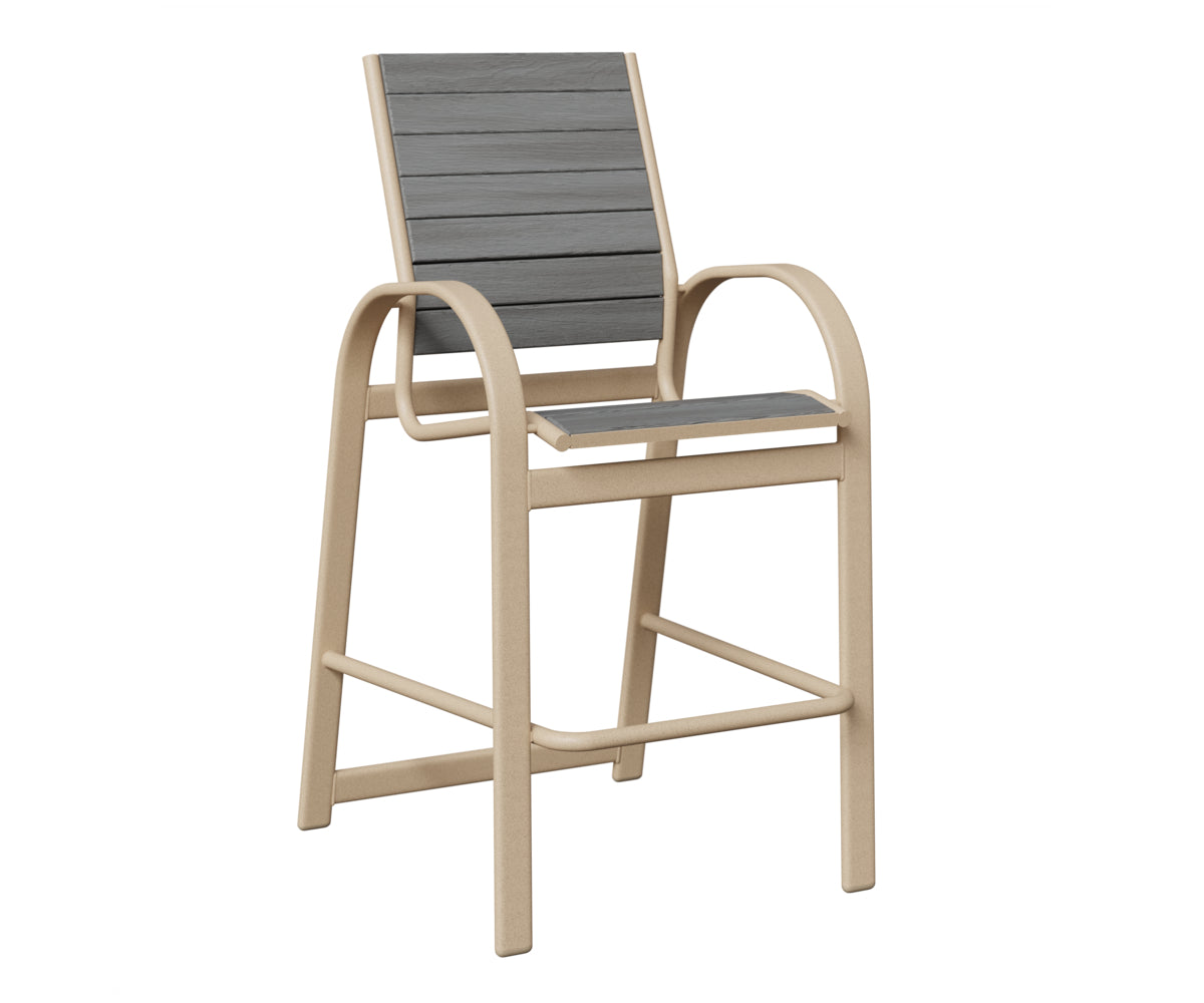 Berlin Gardens Murphy Poly Bar Chair in Luna Multi, Driftwood Gray slats