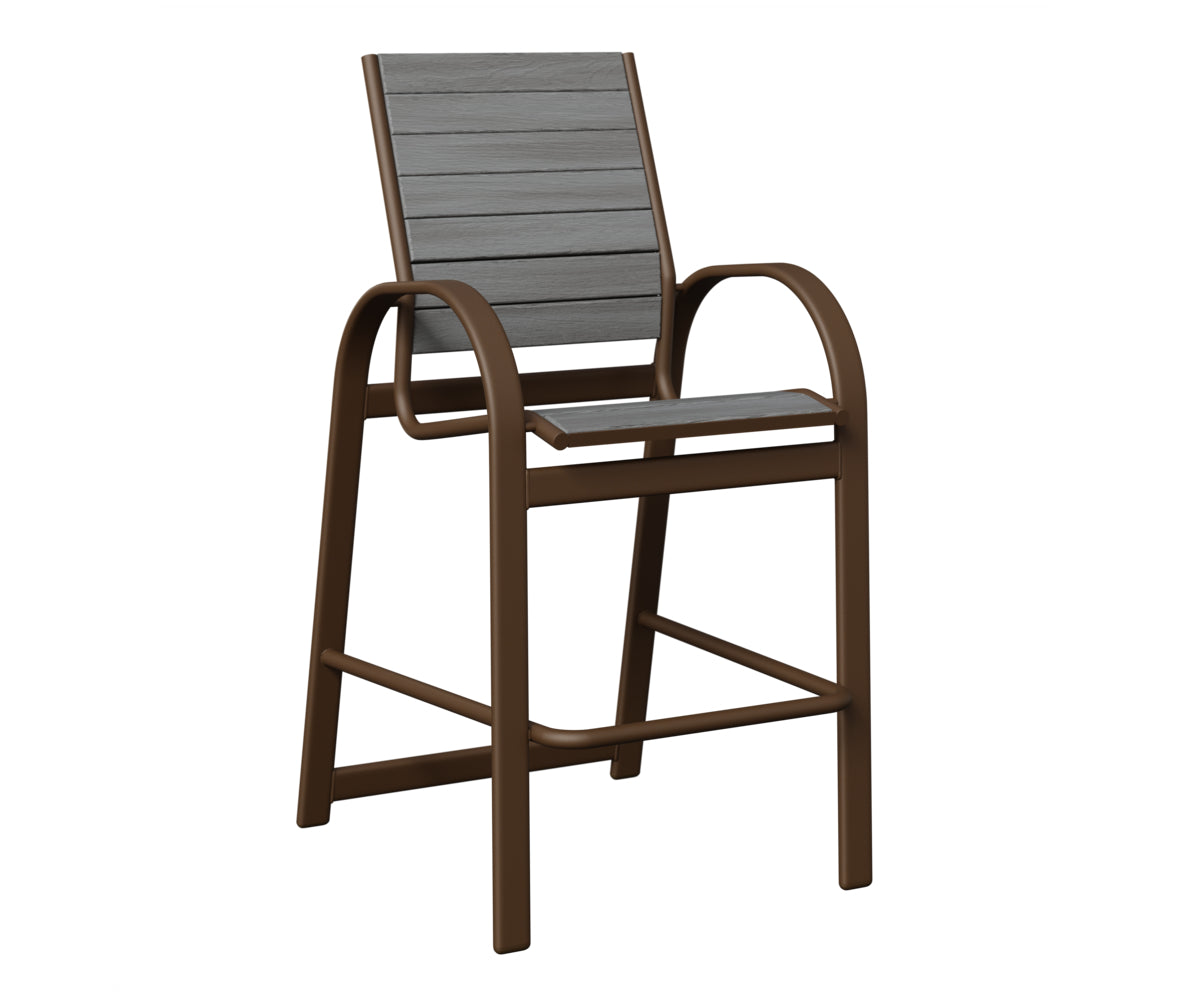Berlin Gardens Murphy Poly Bar Chair in Mesquite Wood Vein, Driftwood Gray slats