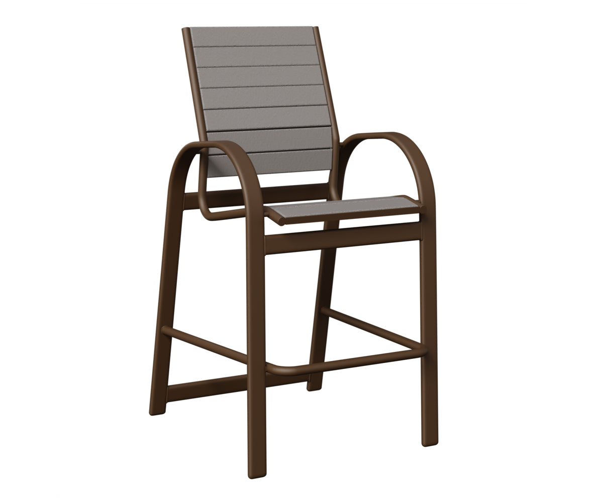 Berlin Gardens Murphy Poly Bar Chair in Mesquite Wood Vein, Light Gray slats