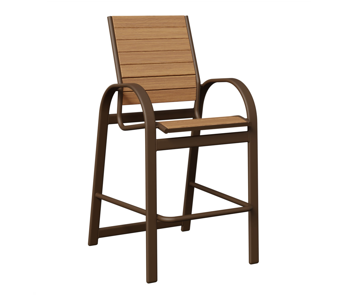 Berlin Gardens Murphy Poly Bar Chair in Mesquite Wood Vein, Natural Teak slats