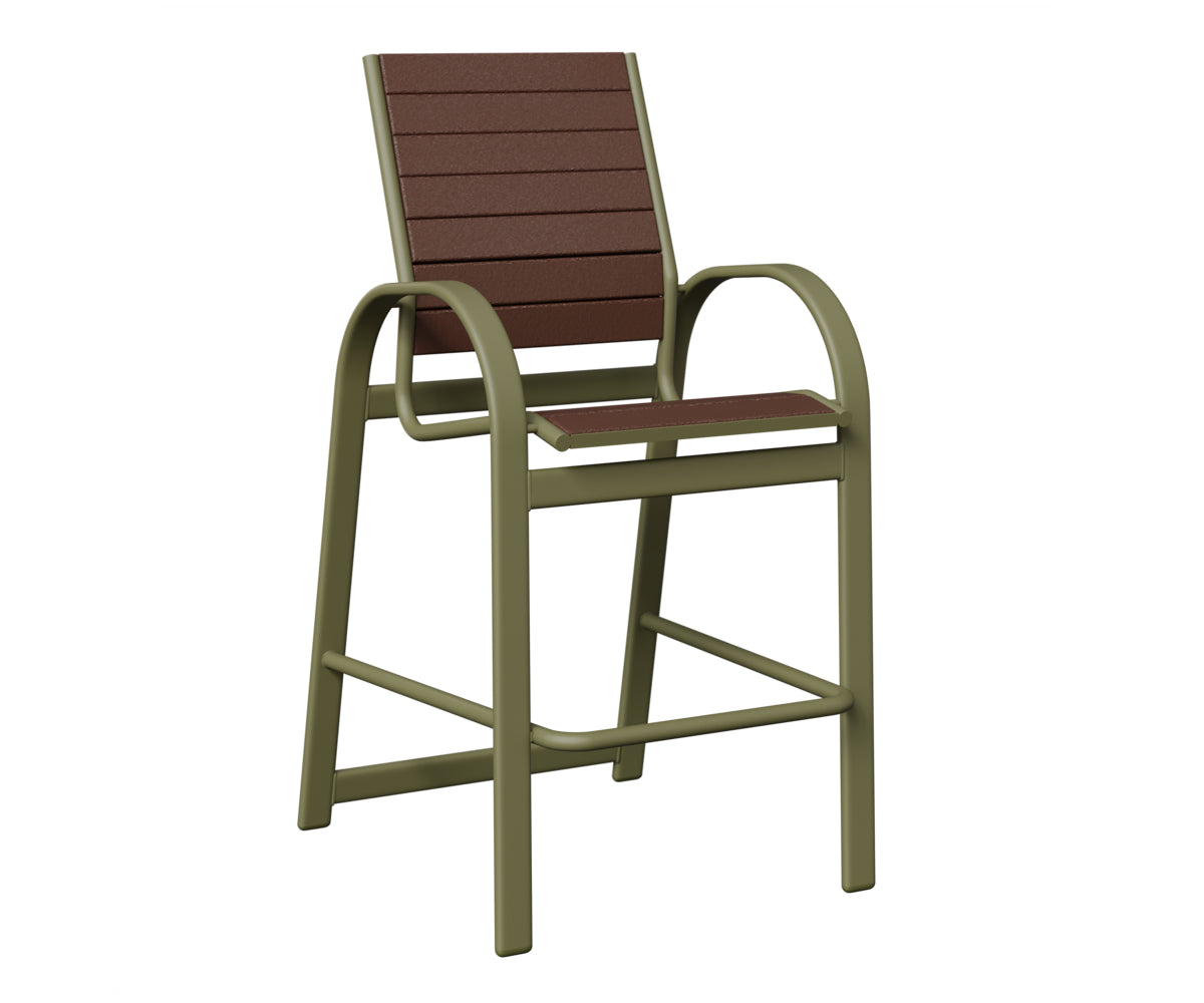 Berlin Gardens Murphy Poly Bar Chair in Green Sage, Chocolate Brown slats