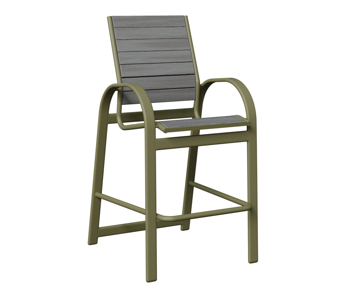 Berlin Gardens Murphy Poly Bar Chair in Green Sage, Driftwood Gray slats