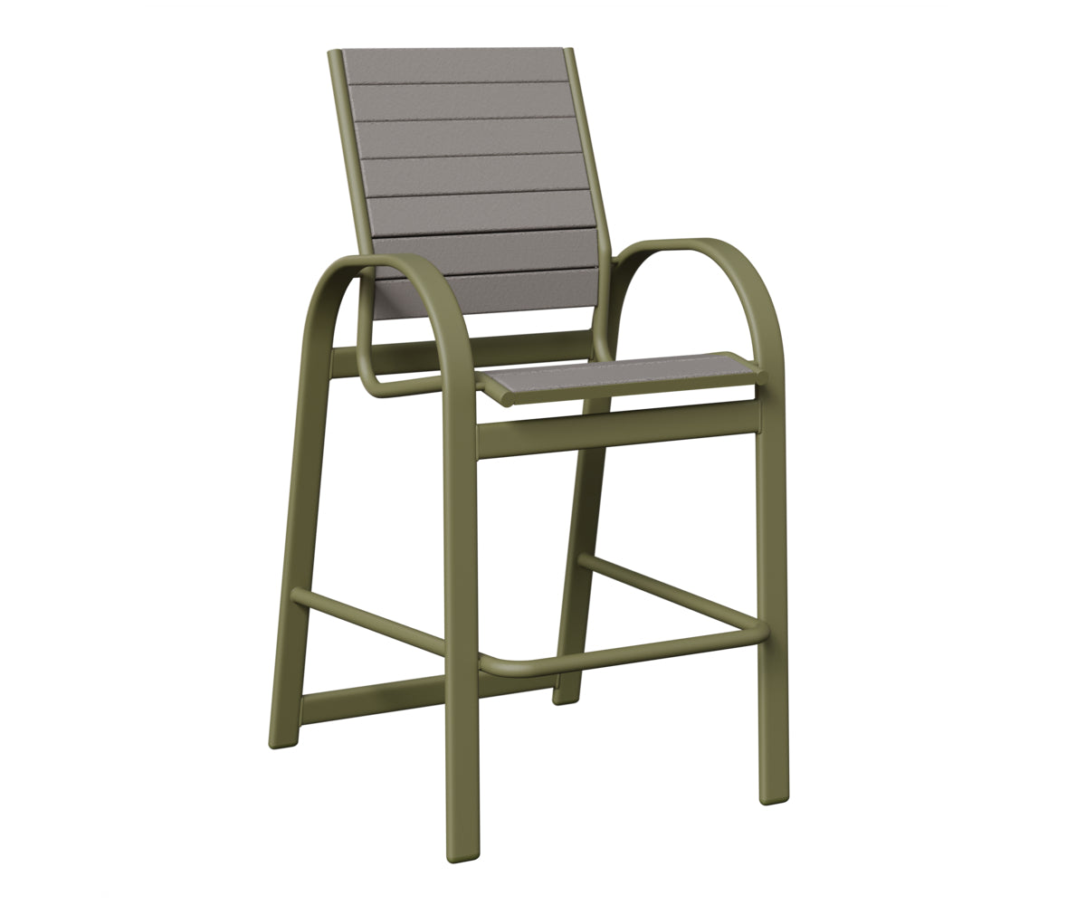 Berlin Gardens Murphy Poly Bar Chair in Green Sage, Light Gray slats