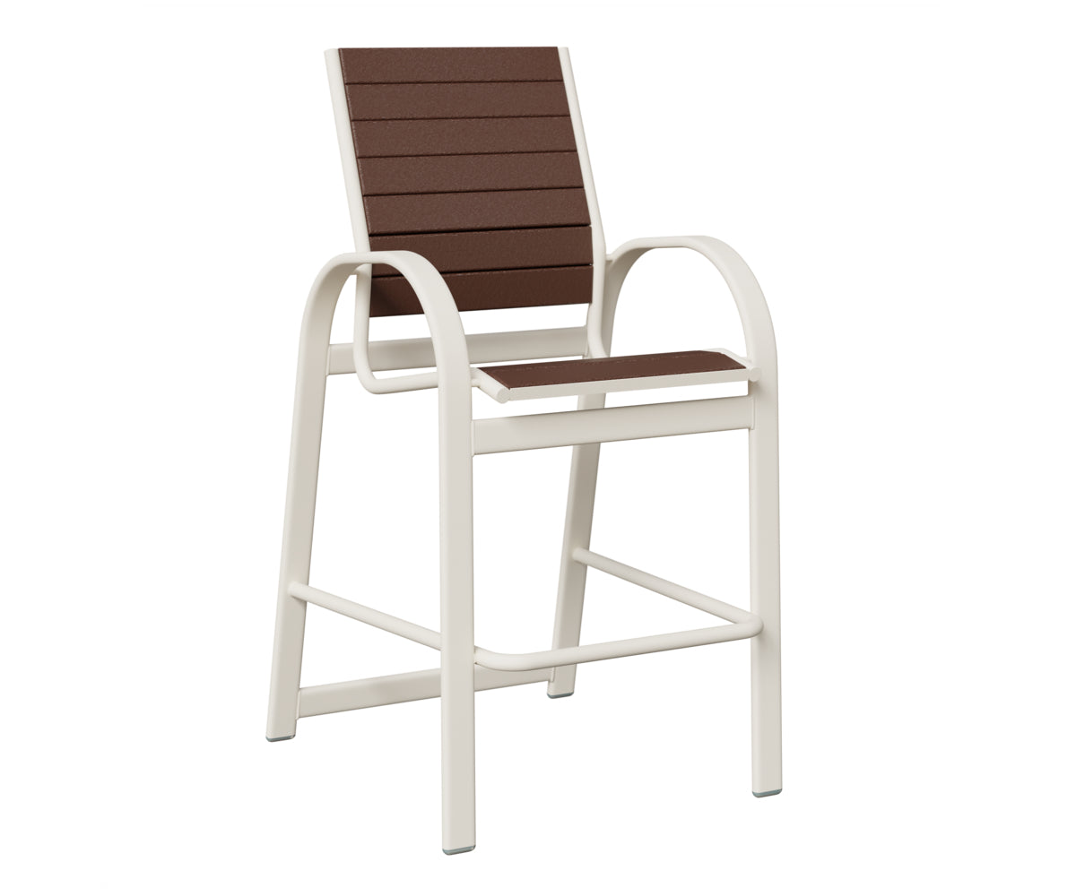 Berlin Gardens Murphy Poly Bar Chair in White, Chocolate Brown slats