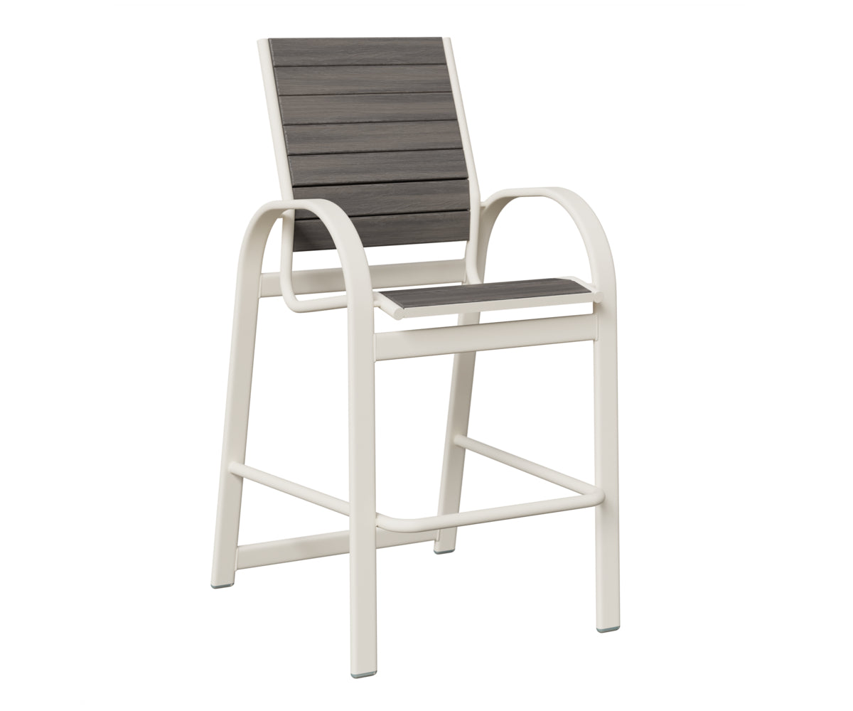 Berlin Gardens Murphy Poly Bar Chair in White, Coastal Gray slats