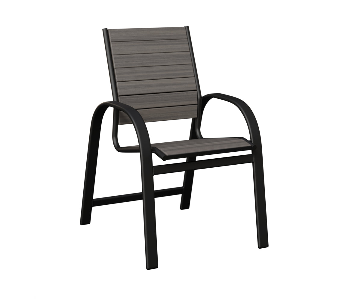 Berlin Gardens Murphy Poly Dining Chair in Black, Coastal Gray slats